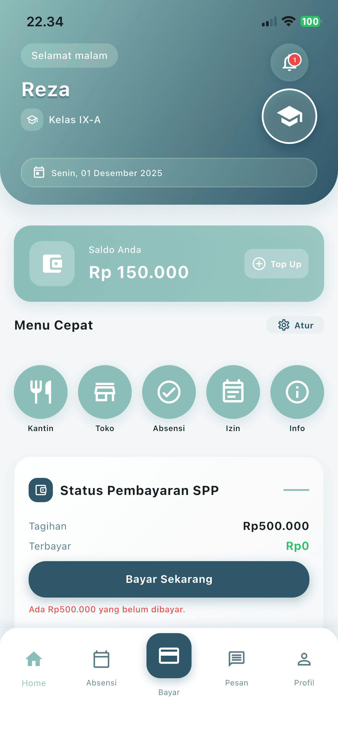 Halaman Home Aplikasi